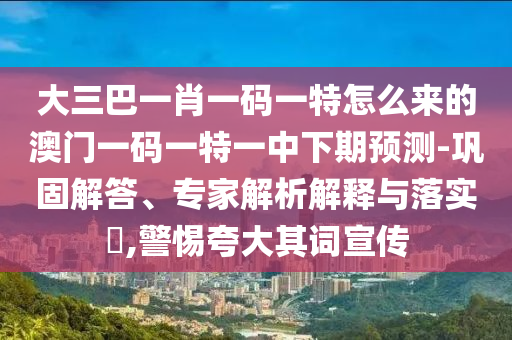 大三巴一肖一碼一特怎么來的澳門一碼一特一中下期預(yù)測-鞏固解答、專家解析解釋與落實(shí)?,警惕夸大其詞宣傳