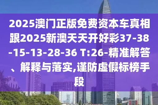 2025澳門正版免費(fèi)資本車真相跟2025新澳天天開好彩37-38-15-13-28-36 T:26-精準(zhǔn)解答、解釋與落實(shí),謹(jǐn)防虛假標(biāo)榜手段